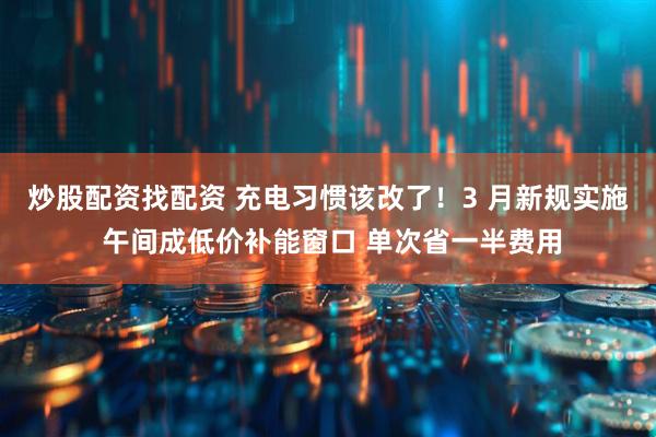 炒股配资找配资 充电习惯该改了！3 月新规实施 午间成低价补能窗口 单次省一半费用